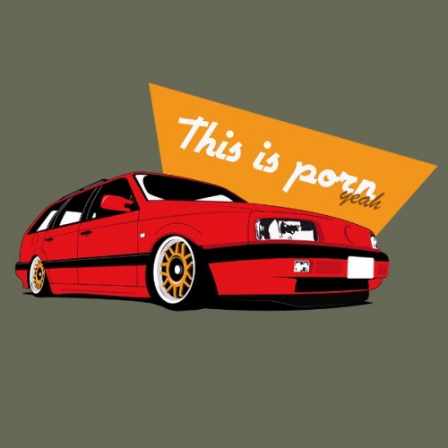 Dámské tričko s potiskem VW Passat B3 červený
